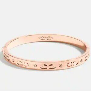 Coach Kissing C Hinged Bangle Bracelet, Rose Gold